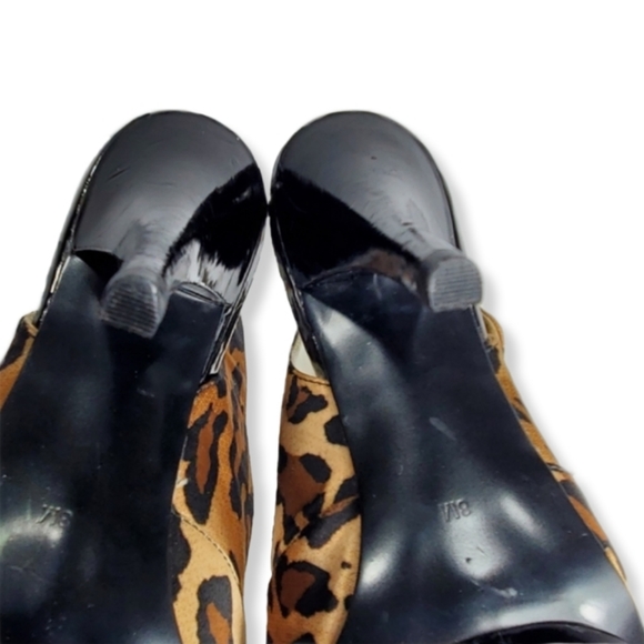Guess Peep Toe Platform Animal Print Patent Leather Slingback Stiletto Heels 8M - Picture 4 of 11